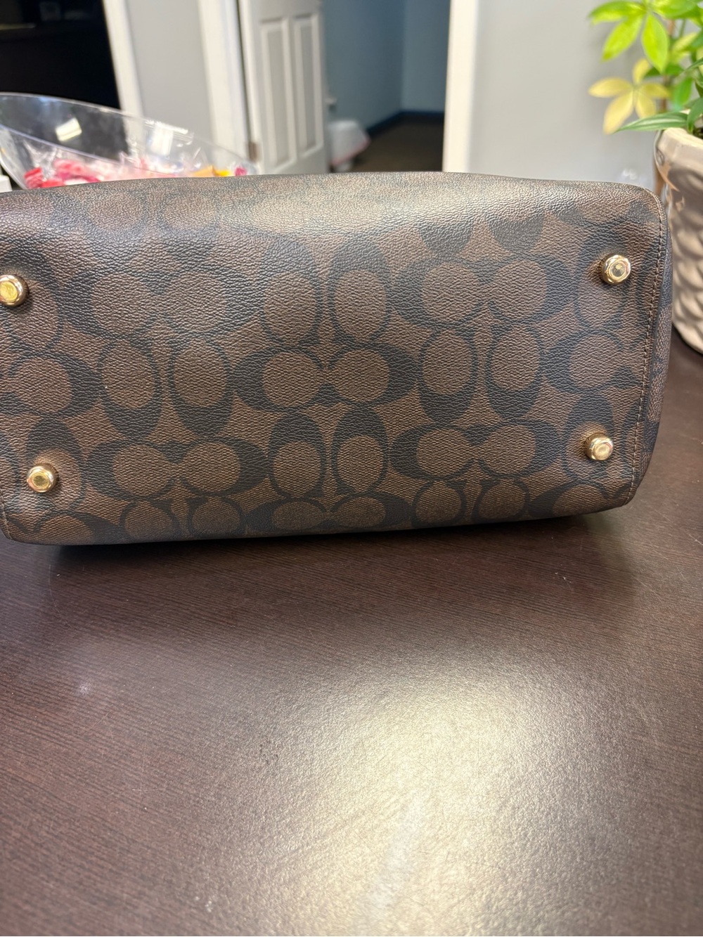 Coach Brown/Black Signature Mini Satchel with Gold Hardware - Picture 4 of 8
